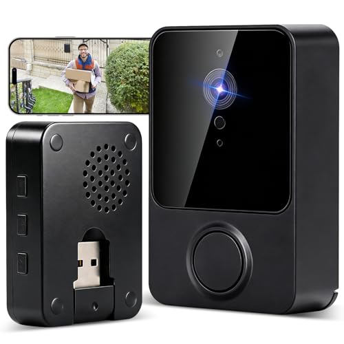 Pearyaest Video Doorbell System,with Two Way Talk,PIR Human Body Motion Detection,Visitors Records,Night Vision and Cloud Storage,Rechargeable Wireless Wi-Fi Video Doorbell