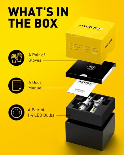 Image of AUXITO H4 9003 Bulbs,900% Brighter 50000LM Ultra-Bright, Plug N Play, Long Lifespan, No Flicker No Error Code, 2PCS