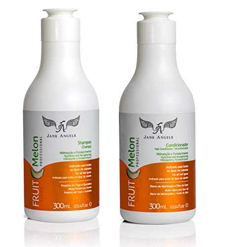 Jane Angels Kit Fruit Fusion Melon – Shampoo and Hair Conditioner, Hydration and Strengthening, Professional Salon Quality Brazilian Hair Care, Rich with Ingredients from Brazil’s Rain Forests