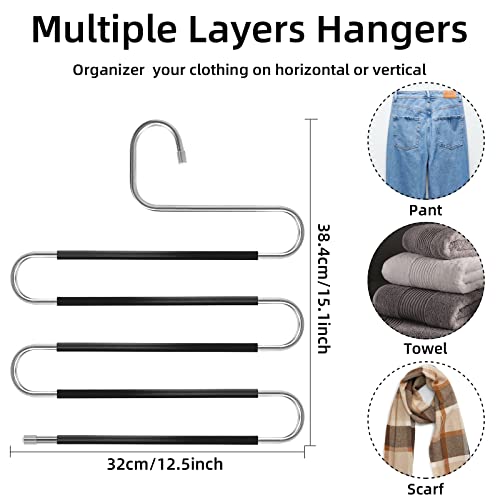Pant Hangers Space Saving - 10 Pcs Black Pants Hangers S Hangers For Jeans Hangers For Closet #TOP1