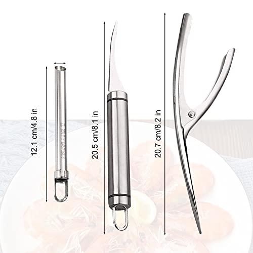 Shrimp Deveiner Tool, 3 Pack Shrimp Peeler, Stainless Steel Shrimp Cleaner Set, Home Kitchen Creative Tools , Gift For Shrimp Lovers, Silver #TOP1