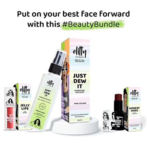 Image of Elitty No Filter Needed Combo (Spray -Pina Colada, Lip Gloss - Pretty Chill, Tint -Levitating) Infused with Witch Hazel & Vit C, Vegan & Cruelty Free, Makeup for Teenagers