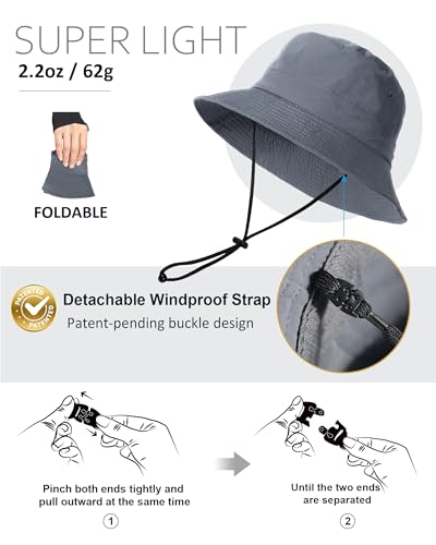 Image of Water-Resistant Bucket Hat for Women Men Rain Hat UPF 50+ Boonie Sun Hat Foldable Summer Floppy Fishing Safari Hats