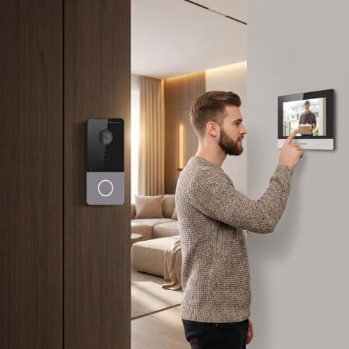 Image of HIKVISION IP Video Door Phone Kit with DS-KH6320-WTE1 7-Inch Indoor Monitor and DS-KV6113-WPE1 Villa Door Station, Wi-Fi, PoE, Two-Way Audio