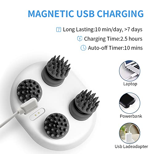 Chlovoe Electric Head Massager, Portable Handheld Waterproof Scalp Massager With 4 Kneading Heads And 100 Nodes For Body Relaxion & Stress Relief. Ideal Gift For Woman, Men. Dog Massage For Pets #TOP3