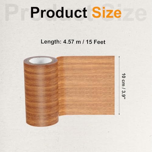 Image of PATIKIL Wood Grain Tape 4 inch x 15 Ft, Self-Adhesive Wood Texture Repair Tape Realistic Wooden Effect Patch for Furniture Cabinets Floor Walls,Orange Oak