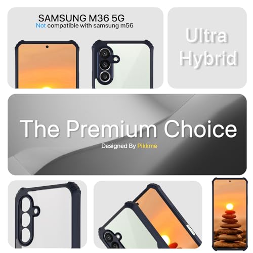 Image of Pikkme Back Cover for Samsung Galaxy M36 5G | Ultra Hyrbid | Full Camera Protection | Raised Edge | Crystal Clear Transparent Bumper Case (Blue)