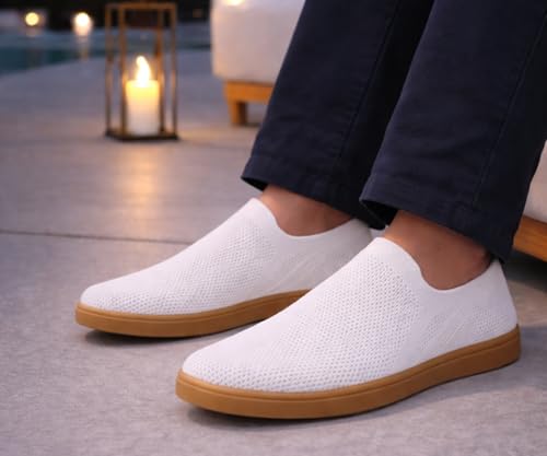 Image of Kraasa Men's Casual Slip-On Loafers | Soft Knitted Upper Breathable Flex Upper | Lightweight Comfort Shoes | TPR Sole