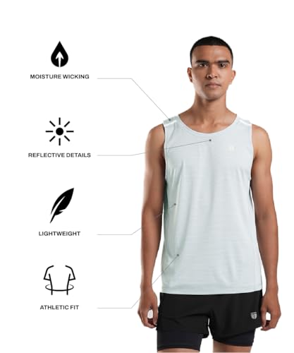 Image of TEGO Men's Pacer Tank | Lightweight Ultra-Breathable Running Tank | Moisture-Wicking | Athletic Fit | Chafe-Free Seams | Reflective Details | 100% Polyester Gym Tank Top