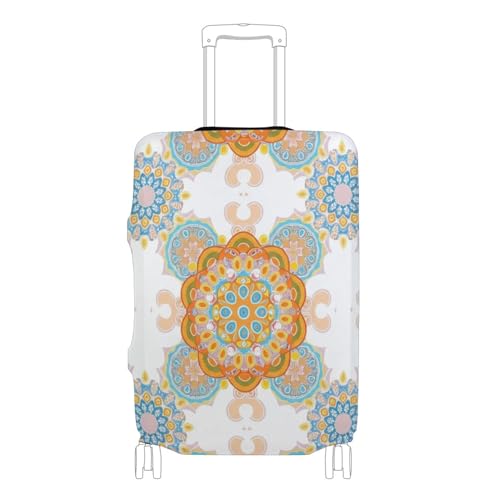 Joisal Print Suitcase Cover Custom Luggage Protector Washable Mandalas Circular Floral Blue Orange Travel Luggage Accessories, XL, Fits 29-32 Inch Case