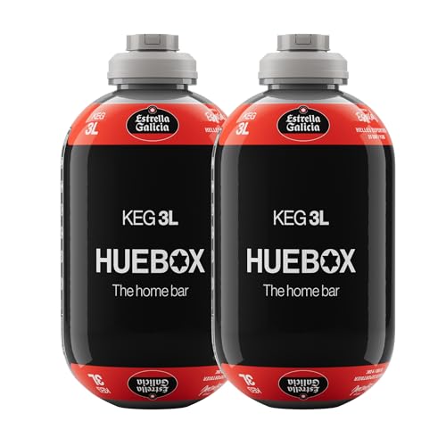 Estrella Galicia Especial – Pack 2 Barriles de 3L para Tirador HUEBOX, Cerveza Lager Especial 5,5% Vol, Compatibles Solo con HUEBOX, Incluye 1 Cánula Desechable - 6 L