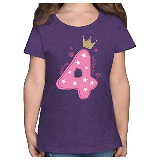 4. Geburtstag | Mädchen Krone Sterne | Mädchen Kinder T-Shirt