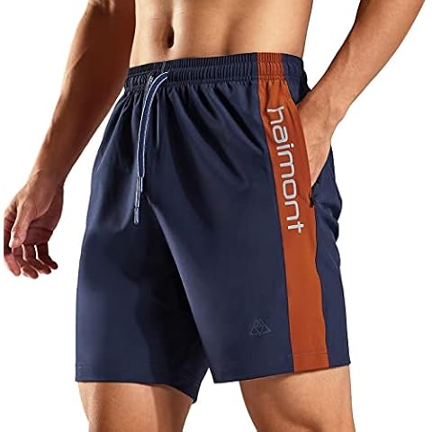 Haimont Quick Dry Athletic Running Shorts for Men 7'' Inseam Gym Workout Training Shorts with Zipper Pockets Cover