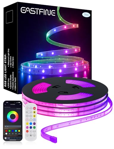 Eastfine 100ft Outdoor Led Strip Lights Waterproof, 480 LEDs Dimmable Outdoor Led Lights with APP...