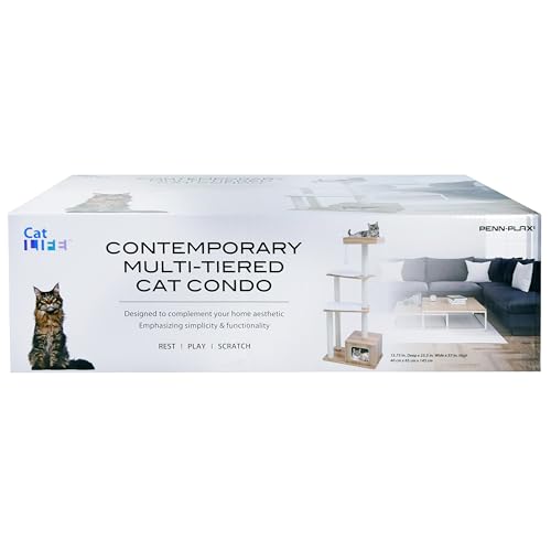 Torre moderna para gatos con poste para rascar interior miniatura 4