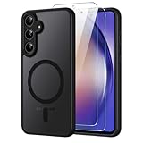 Oelrstfe pour Samsung Galaxy A54 5G Coque Compatible avec MagSafe avec 2 Verre Trempé, Magnétique Etui Translucide Mat Arrière Housse, d'objectif Tout Compris Ultra Fine Antichoc Case, Noir
