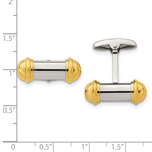 Mancuernillas para hombre en acero inoxidable y baño amarillo miniatura 3