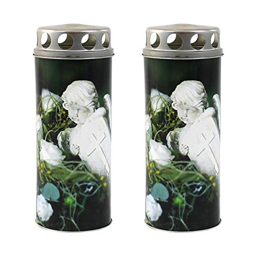 Ebersbacher Kerzenfabrik GmbH Gedenkkerze Paperlights mit Motiv Engel aus Stein 2 Stück ca. (Ø x H) 65 x 160 mm