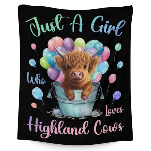 Highland Cow Blanket Gifts - 50x60 Inches Cute Throw Blanket for Girls - Colorful Soft Fuzzy Blankets for Bed, Couch & Living Room