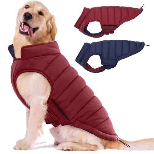 Lelepet Reversible Dog Coat Waterproof Dog Jacket Windproof Puffe...