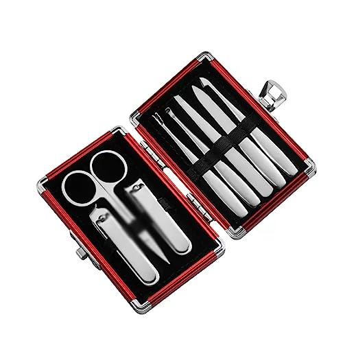 爪切りキット ネイルケアツール ペディキュア 指付き 爪切り クリッパー ファイル ハサミ 高齢者 男性 女性用 (Color : Red A)