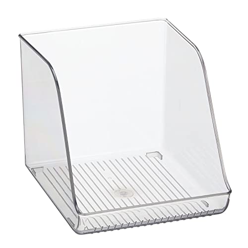 Mdesign Tall Plastic Water Bottle Stackable Storage Organization Bin With Open Front For Kitchen Refrigerator, Freezer, Pantry, Holds 12 Bottled Drinks/Beverages, Ligne Collection, Clear #TOP4