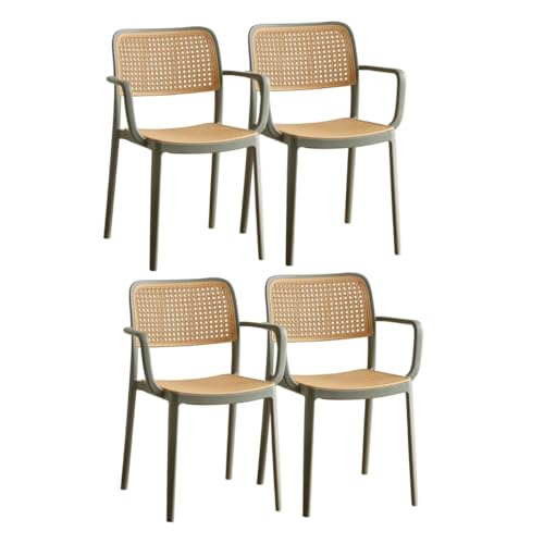 INNOWIN VEDA Chair for Cafeteria | Arm Chair | Accent Chair for Living Room Home, Bedroom, Cafe and Hotels | 3- Year Warranty | Set of 4 | Plastic | G