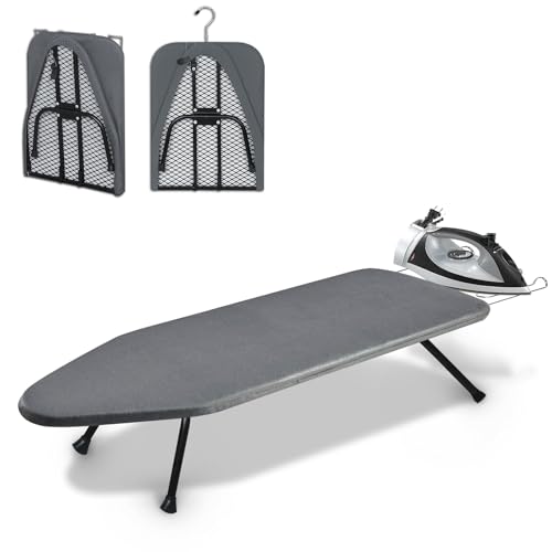 La Mejor Recopilación de Burro Planchar - 5 favoritos. 47 Tabla de Planchar Plegable, 100×31cm Burro de Planchar Plegable con Marco de Hierro, Mini Tabla de Planchar de Sobremesa con Funda de Algodón Resistente al Calor, Apto para...