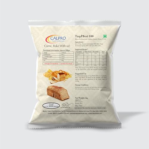 Image of Calpro's Taqa Best 100 - 1KG | Multipurpose Bread Improver | Enhances Dough, Crust & Freshness |100% Vegetarian