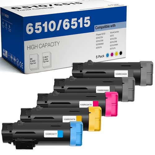 Xerox WorkCentre 6515 Toner - Phaser 6510 Replacement, High Capacity Toner-Cartridge, 106r03480, 5 Pack