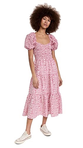 MOON RIVER Women's Smocked Dress, Pink Multi, S