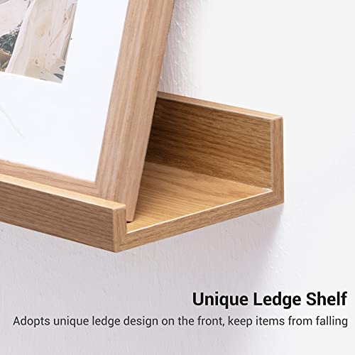 Axeman Floating Shelves Wall Mounted Set Of 3, Picture Shelf With Ledge Floating Wall Shelves For Bathroom Nursery Bedroom Living Room Kitchen Office, Oak #TOP2