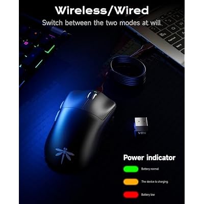 VGN Dragonfly F1 Pro Max Wireless Gaming Mouse, 130h Playtime Long Endurance, 55g Lightweight, PAW3395 26K DPI Flagship Sensor, 4000Hz Polling Rate Supported, Low Latency Esports Peripherals, Black