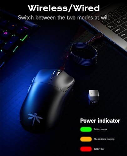 Image of VGN Dragonfly F1 Pro Max Wireless Gaming Mouse, 130h Playtime Long Endurance, 55g Lightweight, PAW3395 26K DPI Flagship Sensor, 4000Hz Polling Rate Supported, Low Latency Esports Peripherals, Black