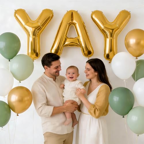 Image of 40Inch Gold YAY Balloons, Giant YAY Letter Foil Mylar Balloon Banner, Gold Congratulations Balloons for Congrats Grad Class of 2026 Graduation Birthday Engagement Wedding Baby Shower Party Decorations