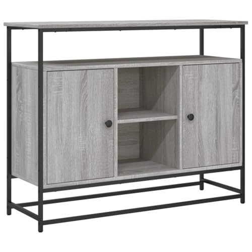 vidaXL Sideboard, Kommode mit viel Stauraum, Highboard Wohnzimmerschrank mit verstellbaren Beinen, Schrank Anrichte Beistellschrank, Grau Sonoma Holzwerkstoff
