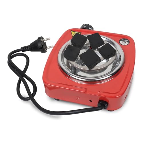 Image of Electric Cooking Heater, Single Burner, Red, Portable Coil Hot Plate with Adjustable Temperature Knob