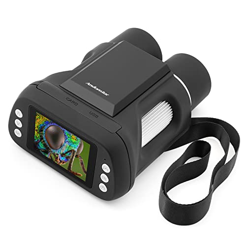 Image of Andonstar AD122 Kids Microscope&Telescope Double Lens, Portable Handheld Microscope Binoculars, Digital Camera&Video Microscope Kit for Kids, 2 inch LCD Black, Windows /Mac Compatible, SD Card Included