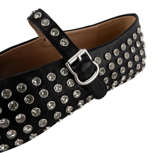 Rhinestone Flats for Women Crystal Studded Mary Jane Ballet Flats Shoes Buckle Strap Sparkly Casual Dress Ballerina Shoes4