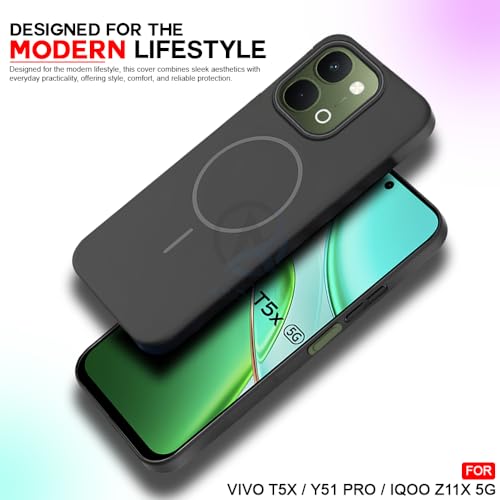 Image of AESTMO Shockproof Back Case Cover for iQOO Z11X / Vivo T5X / Vivo Y51 Pro 5G | Slim Hard Shell | Hard Back Cover for iQOO Z11X / Vivo T5X / Vivo Y51 Pro 5G (Compatible with MagSafe Accessories, Black)