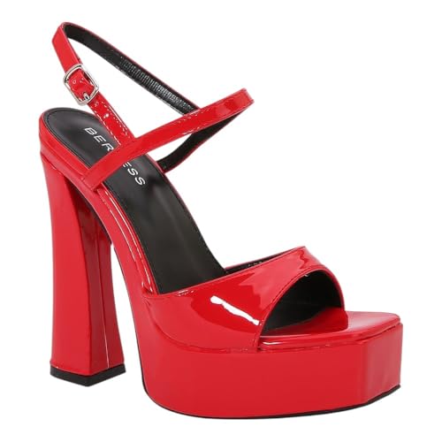 Women open toe ankle strap platform Chunky High heeled sandals