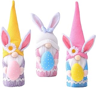 SHOKUTO 3pcs Easter Rabbit Gnome Ornament, Easter Bunny Gnomes Gonk Plush Faceless with Easter Egg Doll Gifts for Kids, Easter Decoration, Room, Desktop, Home Ornament
