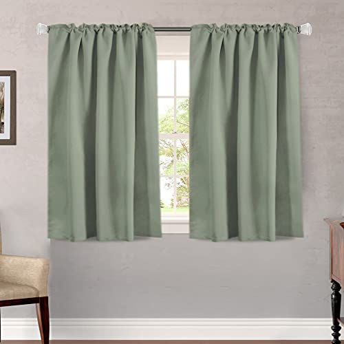 Image of H.VERSAILTEX Blackout Curtains Thermal Insulated Window Treatment Panels Room Darkening Blackout Drapes for Living Room Back Tab /Rod Pocket Bedroom Draperies, 52 x 45 Inch, Light Sage, 2 Panels