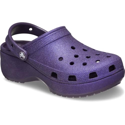 Image of Crocs Women's Classic Platform Glitter Clog, Dark Iris, 7 Women