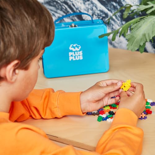 Plus-Plus- Set di mattoncini da Costruzione, in Pratica Scatola di Metallo con Manico, 600 Pezzi, Multicolore, 7002 - Lego - Immagine 6