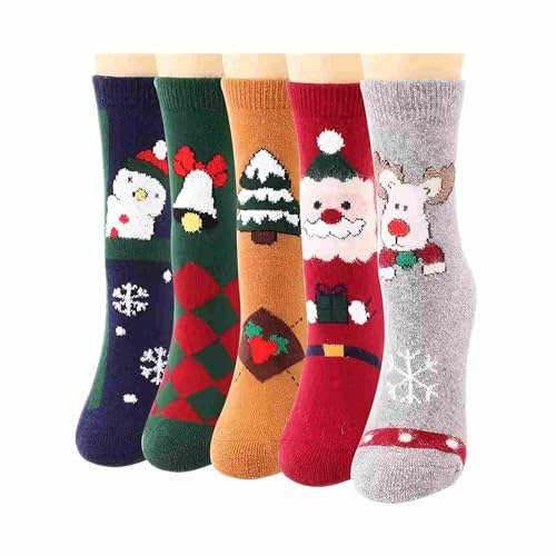 DZSKMJX Ankle and Wool Socks, Sports and Running for Fashionable Ladies Gifts, Mom Her Boot Warm Crew Sock for Winter (Grey, red, yellow, green, black)