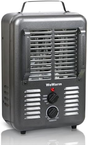 Milkhouse Space Heater 1300W/1500W Electric Heater with Overheat and Tip-Over Safety Shutoff Thermostat Manual Control for Home Workplace Gray