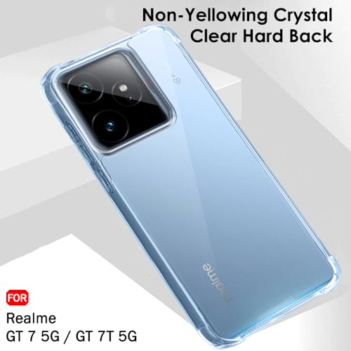 Image of TheGiftKart Crystal Clear Back Cover Case for Realme GT 7 5G / GT 7T 5G / GT 7 Dream Edition | Shock Proof 360 Protection | Hard Clear Back Cover Case (PC & TPU, Transparent Bumper)
