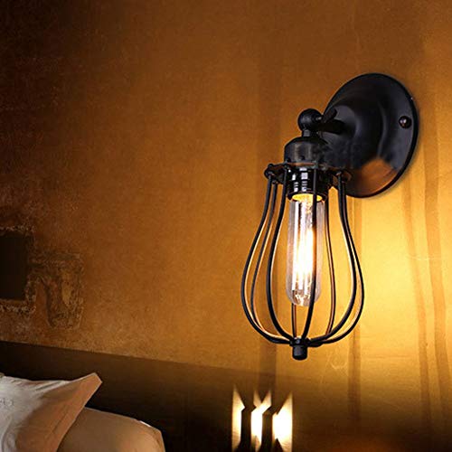 Lámpara de pared ajustable con interruptor de cremallera y jaula retro bronce 2 uds 4