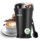 Aigostar kaffeemühle Elektrisch mit Edelstahl Schlagmesser 60g 200W Schwarz - Schnelle & Uniform Gewürzmühle mit Reinigungsbürste, BPA-frei, für Kaffeebohnen, Getreide, Gewürze und Nüsse Mühle
